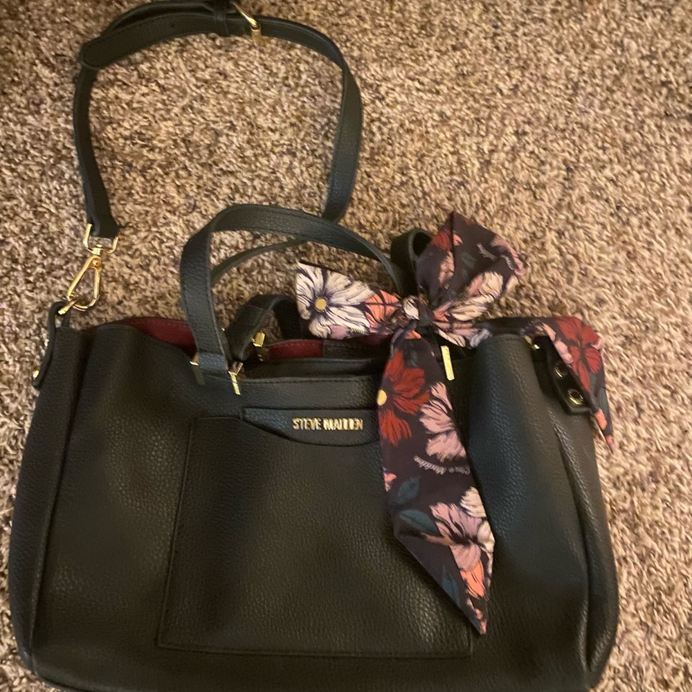 Steve Madden Black Shoulder Bag‎ with Floral Accent